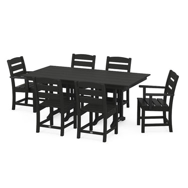 POLYWOOD Lakeside 7-Piece Farmhouse Dining Set - Black